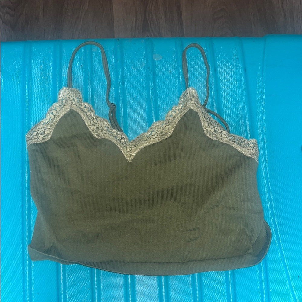 Wild Fable Green Embellished Crop Camisole